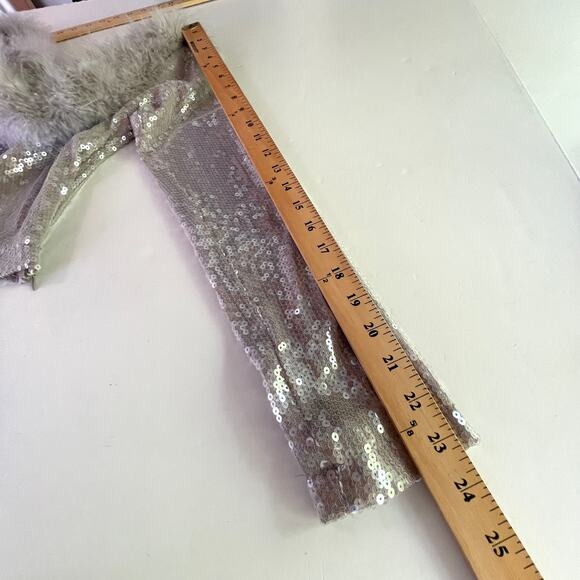 Forever 21 Faux Fur Trim Off Shoulder Sequin Crop Top Sz 3X Lavender Stretch - Picture 12 of 14